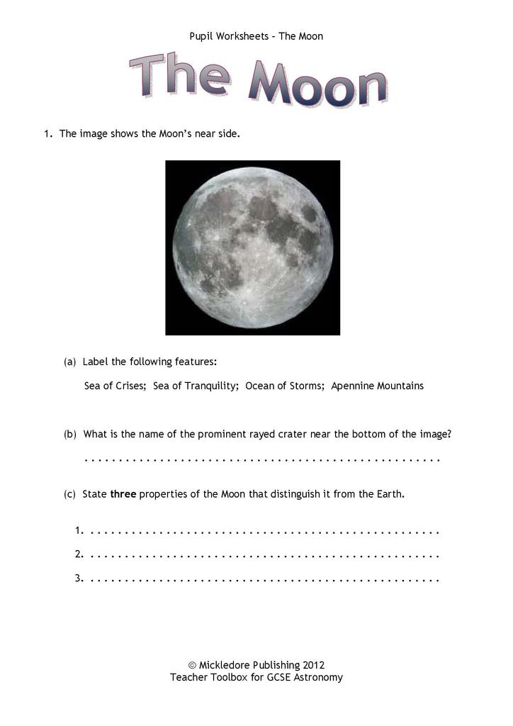 Sun Earth Moon System Worksheet 6894